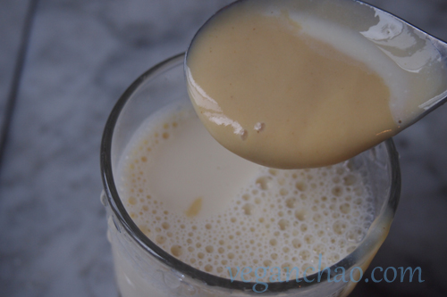 Mixing the mango yogurt with soymilk actually made for a yummy yogurt-y drink.